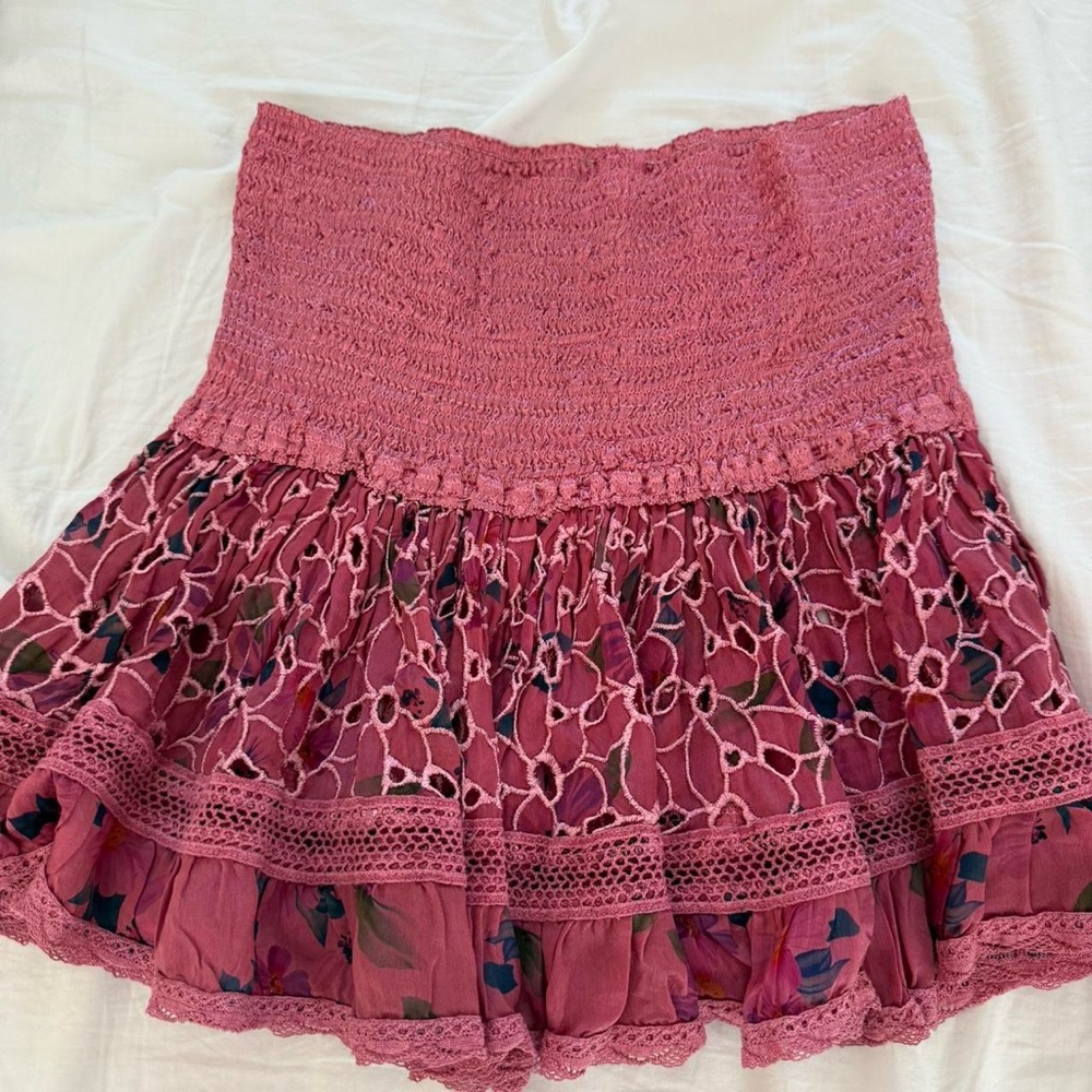 Pink Bubble Mini Skirt with Smocked Ruffles